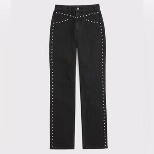 abercrombie Ultra High Rise 90s Straight Black Studded Women's Jeans